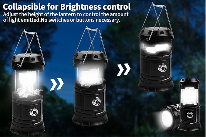KunHe 12-Pack 1800mAh Collapsible Portable LED Camping Lantern Lightweight Waterproof USB Rechargeable LED Flashlight Kits for Indoor Outdoor Home Emergency Light Power Hiking
