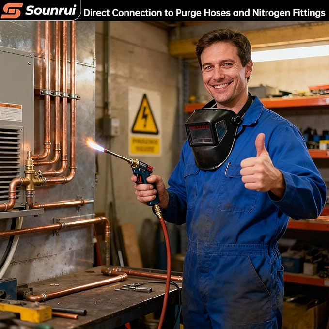 Nitrogen Purge Tool with PURGE/BRAZE/OFF Switch — Brazing Purge Adapter with 1/4" SAE Quick Outlet — HVAC Copper-Pipe Brazing & Welding Purge Switch