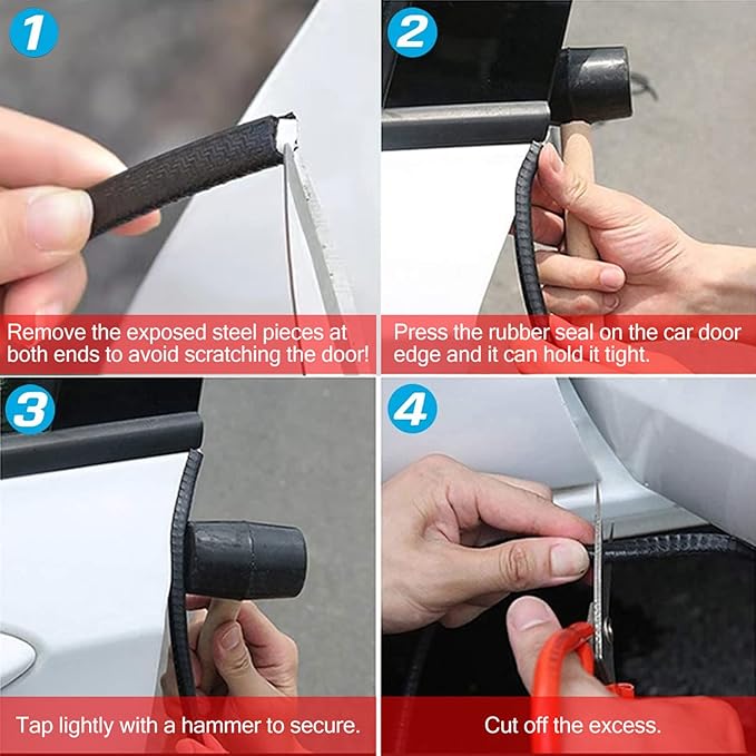 MYFAMIREA 13Ft(4M) Car Door Edge Guards - U Shape Edge Trim Rubber Seal Protector - Anti-Collision Clips Fit Most Cars