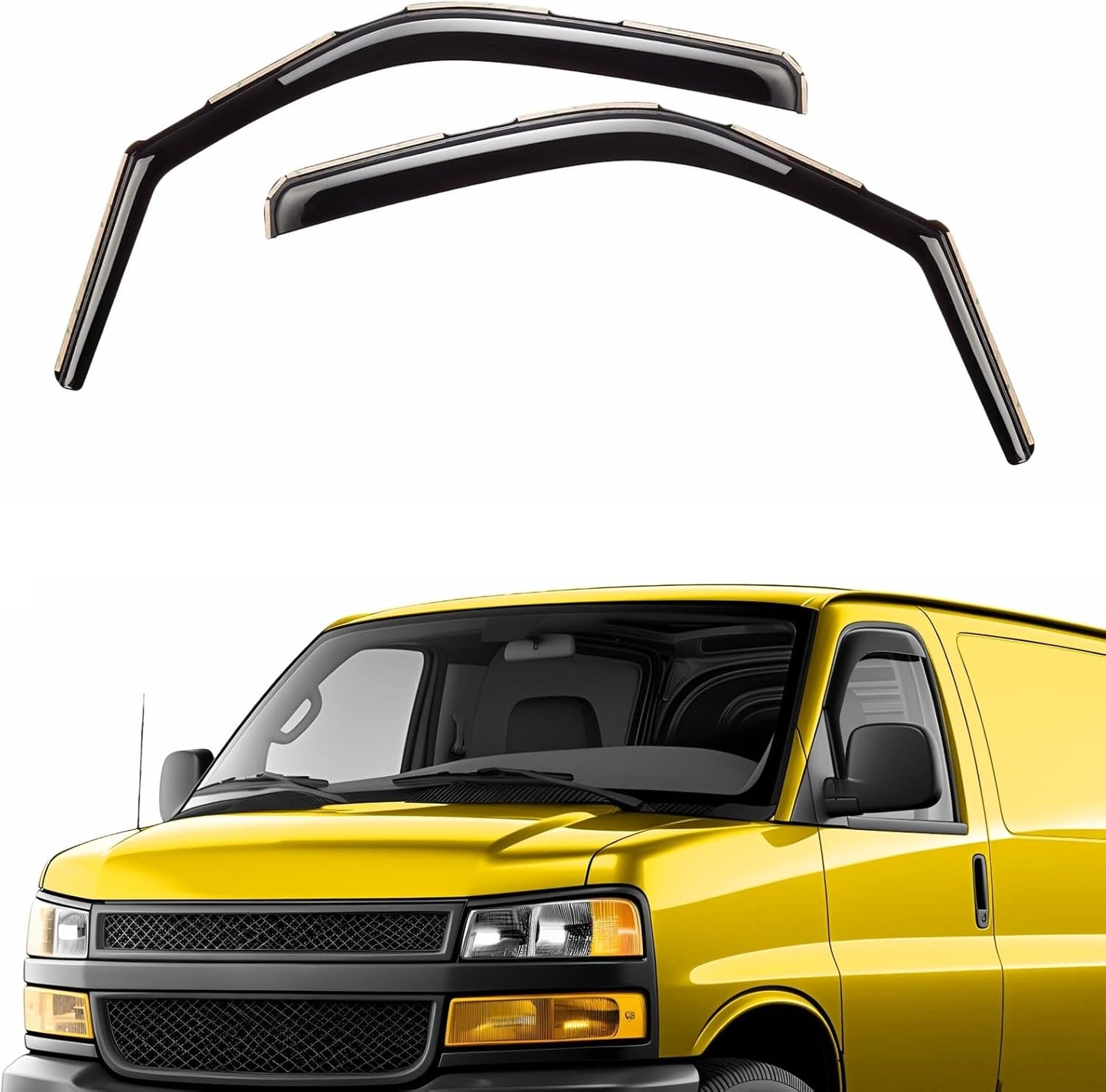Extra Durable Window Deflectors in-Channel Visors Rain Guards Fit for Chevrolet (Chevy) Express Van 1996-2025, Sun Visors, Wind Vent for Shades, Exterior Car Accessories - 2pcs. AG0420