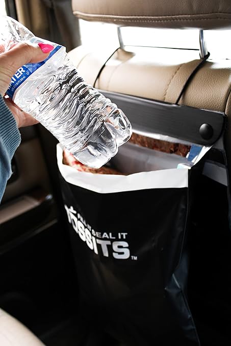 Tossits Recycled Disposable Car Trash Bags ??Leakproof, Smell Proof Hanging Garbage Bags for Car, Truck, SUV, RV & Vehicle ??Black, 21 Count Disposable Automotive Trash Bags
