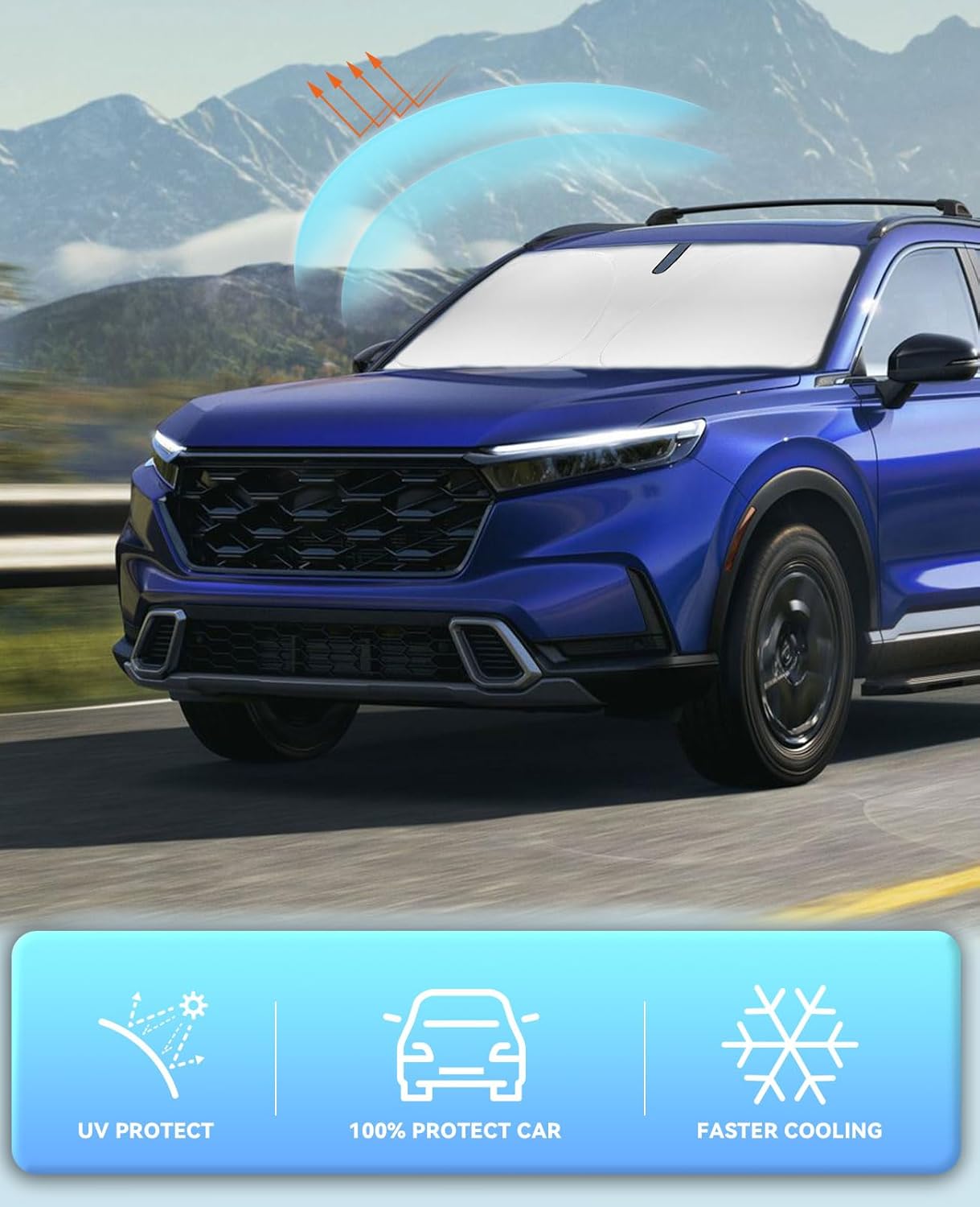 Sunshade for CRV Windshield Sun Shade for 2023-2024 2025 CRV C-RV SUV, LX, EX, EX-L, Sport Hybrid, Touring for Honda Front Window Sun Visor Protector Cover for Windshield Blocks UV Rays