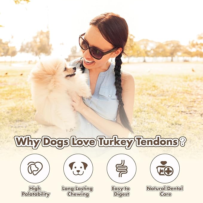 Turkey Tendon Bone (L) 1 Unit per Pack, 100% Natural, USA-Sourced Turkey Tendon, High-Protein, Low-Fat, Long-Lasting Dog Chew, Rawhide Alternative, Hypoallergenic Puppy & Dog Treats
