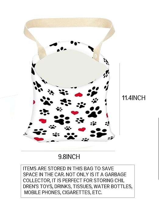 Car Garbage Can, Hanging Car Trash Can for Back Seat Organizer, Cute Dog Paws