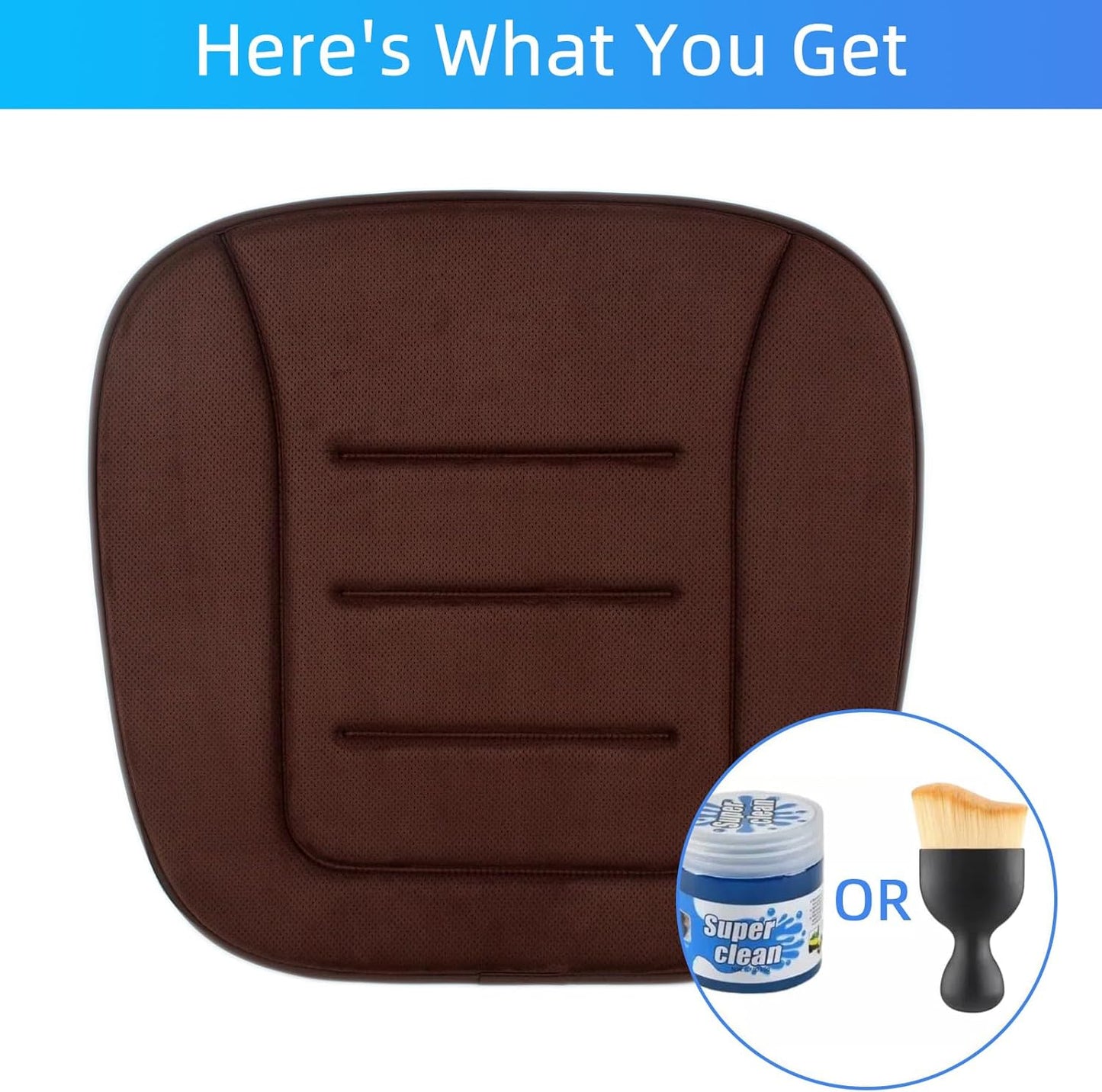 KAYI Car Seat Cushion, Memory Foam Car Seat Cushion, Anti Slip Rubber Bottom Car Seat Cushions for Driving, Suitable for Car and Office Chairs (2 Pack, Brown)