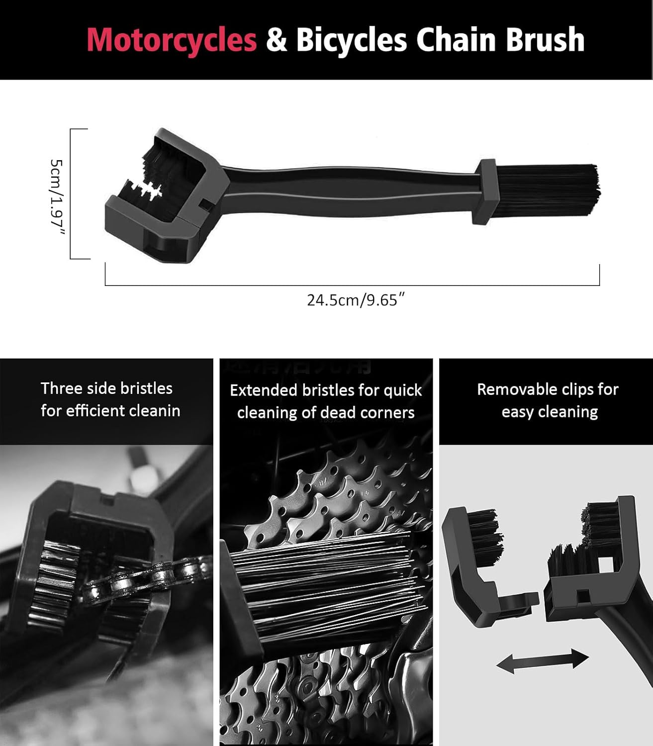 6PCS Motorcycle Cleaning Kit, Wool Wheel Brush, Tire and Chain Brush, Detailing Brush, Ultra Plush Microfiber Towel and Car Wash Mitt for Car Wheels Motorcycle Dirt Bike Cleaning Wash Kit