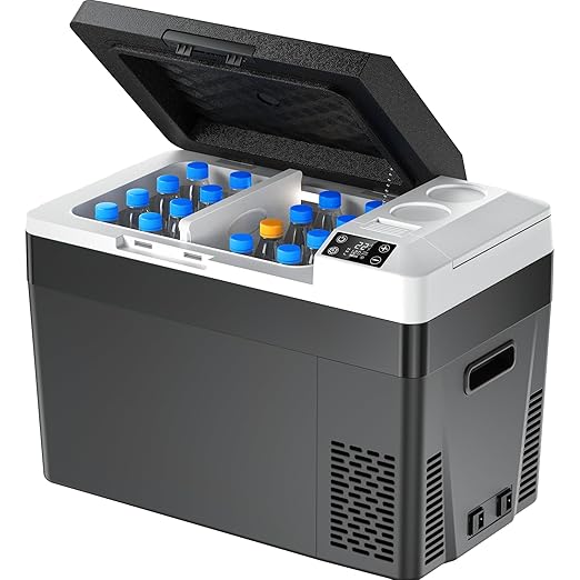 Marsail 12 Volt Car Refrigerator, 32QT Electric Cooler, Portable Car Fridge with Battery Power Option, 12/24V DC and 110-240V AC for Truck, RV, SUV, Travel, Camping, Road Trips -4°F to +68°F