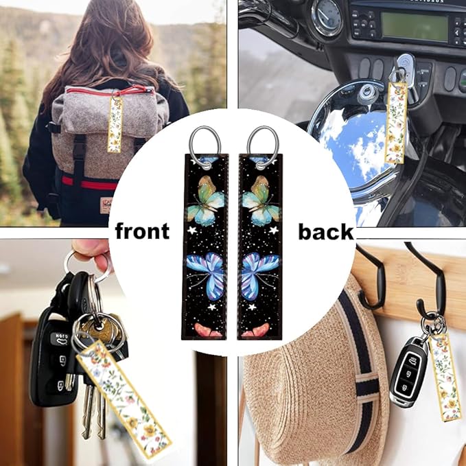 1pcs Colorful Butterfly License Plate Frame for Women,Inspirational Butterfly car Decorative tag Frames Girly,Colorful Butterflies License Plate Cover Holder for Vehicle with car Keychain tag