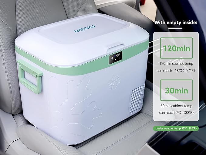 Car Refrigerator, Portable 12V Fridge 19 Qt (18 L) 12 Volt Freezer Compressor Cooler 12V/24V DC 110～240 V AC for Truck Van RV Camper SUV and Home Use -18℃~+15℃