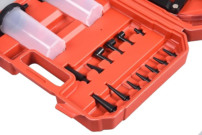 DHA 2 in 1 Brake Bleeder Kit Hand Held Vacuum Pump Pressure Tester, One Man Dual Vacuum and Pressure Tester Hand Pump Brake Bleeding Kit, Manual Brake System Clutch Fluid Tool for Car Motorcycle