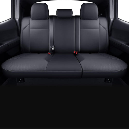 LUCKYMAN CLUB Rear Seat Covers Custom Fit for 2016-2023 Tacoma Crew Cab with Faux Leather (Black Rear)