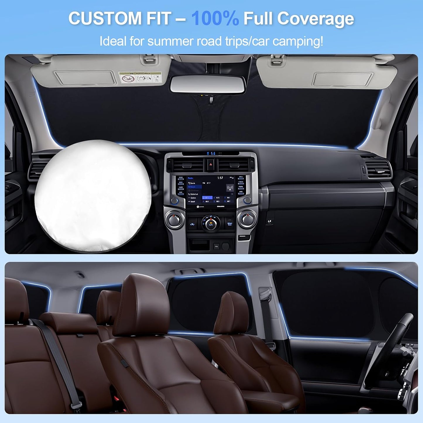 8pcs Car Window Shades for Toyota Sienna 2021-2025 Accessories,Windshield Side Rear Full Sunshade,Sun Visor UV Blocking, Privacy Protection and Blackout for Camping Outdoor