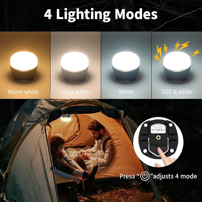 8000mAh LED Camping Lantern Rechargeable, 1000LM Emergency Lights for Home, 6 Brightness Adjustable Camp Light with 4 Light Modes, Waterproof Tent Light for Hurricane, Power Outages, Hiking