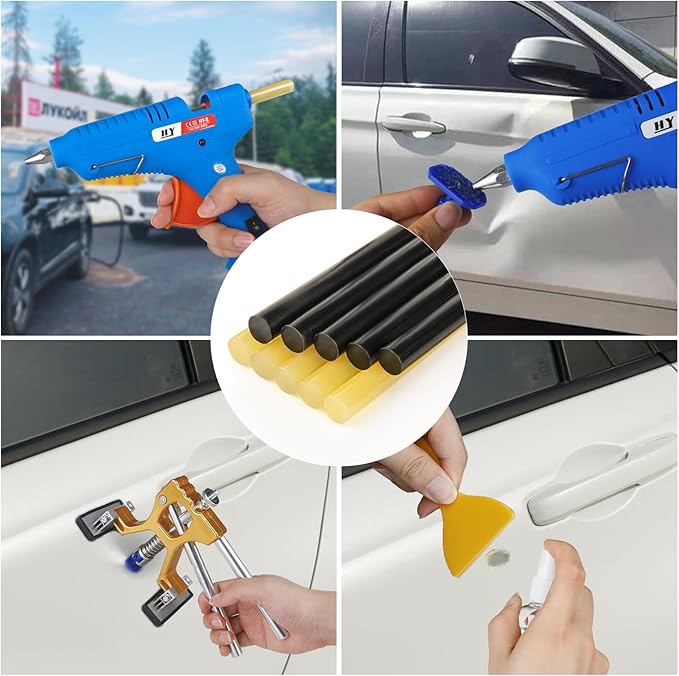 Dent Puller Hail Remover Kits,129pc Professional Car Paintless Dent Removal Tools,Slide Hammer 2 in 1 T-Bar, Adjustable Dent Lifter,Bridge Puller for Auto Body SUV Dings Damage DIY Removal