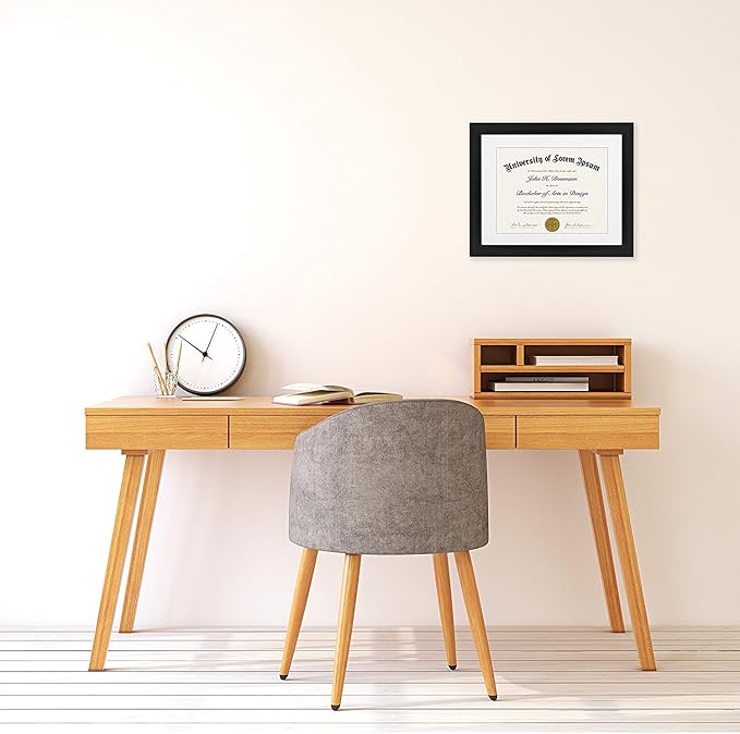 Americanflat 11x14 Diploma Frame with Shatter-Resistant Glass - Use as 8.5x11 Frame with Mat or Display 11x14 Documents Without Mat - Legacy Collection - Certificate Frames for Wall Display - Black