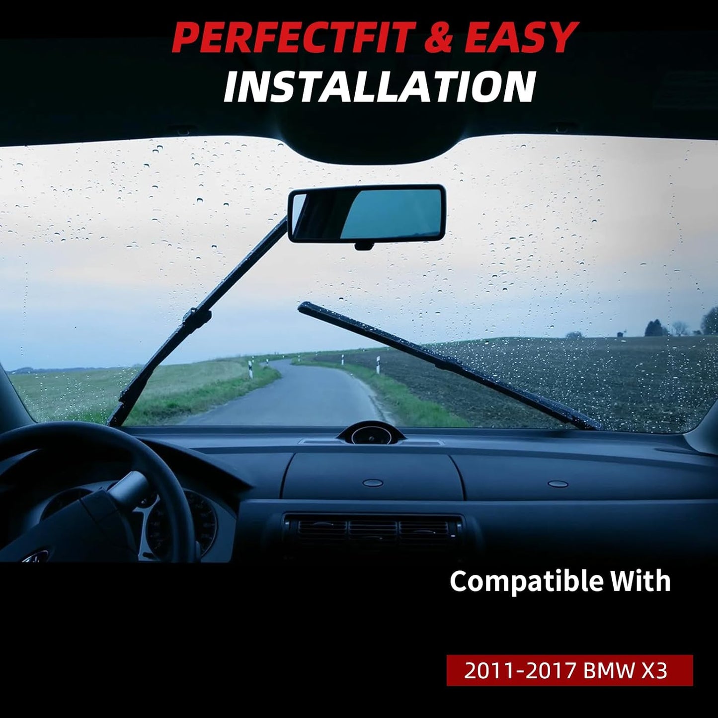 OTUAYAUTO Premium Windshield Wiper Blades - Replacement for BMW X3 2011-2017 - Precision Fit, All-Weather Performance, Front and Rear Wiper Blades, Side Lock - 26"+20"+13" (Pack of 3)