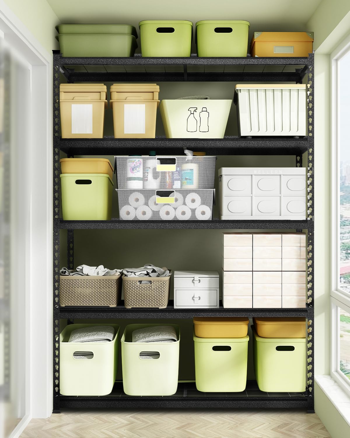 WORKPRO 5-Layer Heavy Duty Metal Storage Rack, 48”W x 24”D x 72”H, Adjustable Shelving Unit with 4000 lbs Total Load Capacity, for Garage, Kitchen, Bathroom, Warehouse