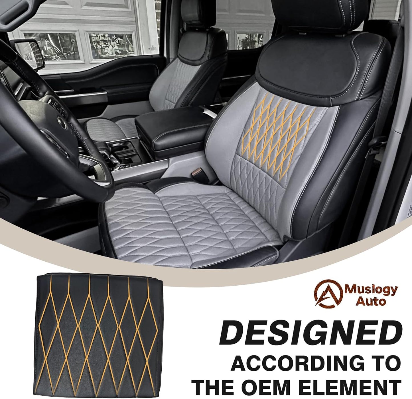 Muslogy Center Console Armrest Cover Compatible with Ford F-150 F150 2021-2025 Comfort Armrest Pad Arm Rest Cushion Vegan Leather Protector 1-Inch Extra Thick(WorkSurface ONLY)