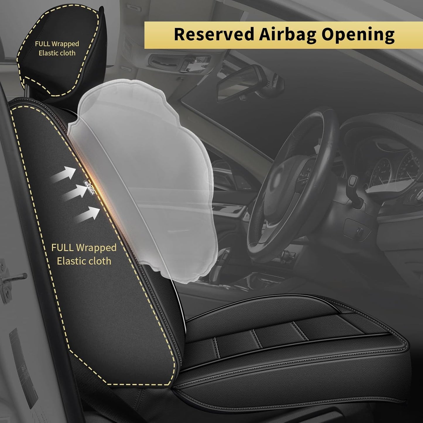 AOMSAZTO Ford Ranger Seat Covers: Front Seat Covers Custom Fit 2019 2020 2021 2022 2023 2024 2025 Ford Ranger XLT/XL/Lariat Waterproof Leather Seat Protector(2 Front Seats, Black)