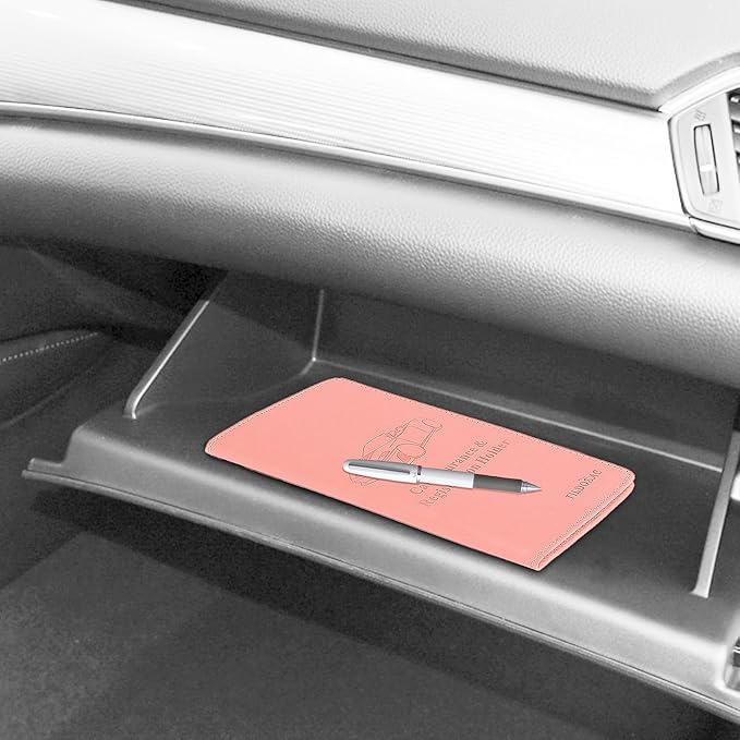 Car Registration & Insurance Card Holder Leather Auto Glove Box Organizer Document Wallet with Magnetic Shut