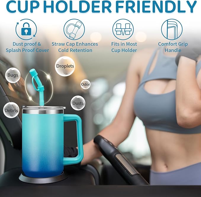 BENZZO 40 oz Tumbler with Handle Straw and 2-in-1 Lid Made of Metal Travel Mug for Easy Grip & Spill Proof, Pop-off Prevention Insulated Cup Gifts for Women, Double Seamless Inner Wall Vacuum Tumbler