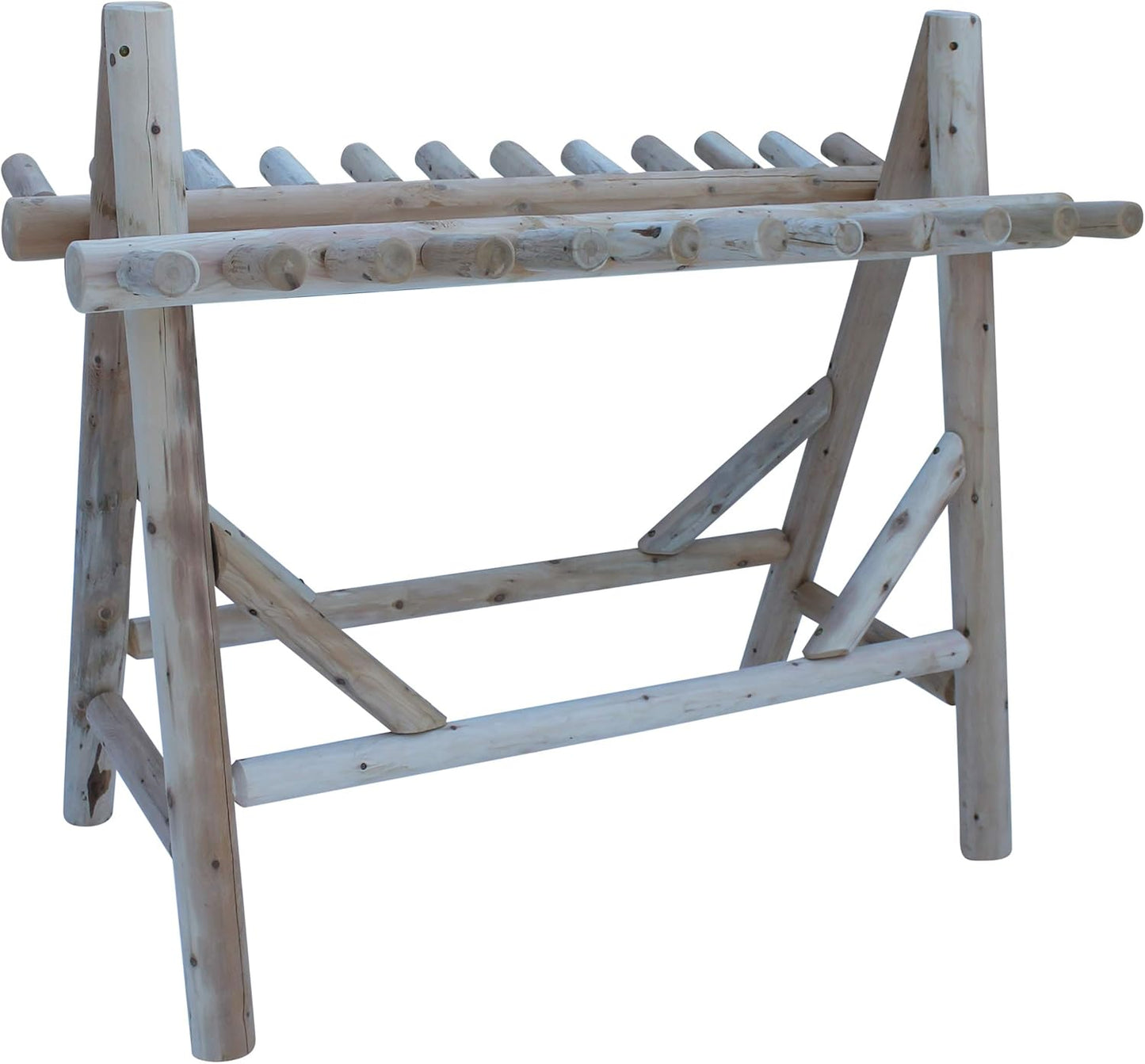 22-Place Freestanding Ski Log Racks, Pole Ski Holders, Garage Racks for Organization, Pole Stands, Snowboard Rack Garage, Snow Skis Sports Storage - Unfinished + 15" Anchor Kit