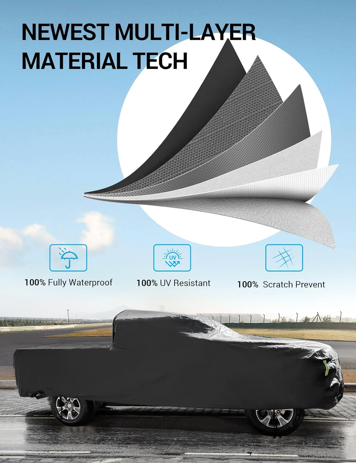 Proadsy 2025 Upgrade Car Cover Custom Fit for Honda Ridgeline 2017-2025, Waterproof All Weather for Automobiles, Full Exterior Cover Rain Snow Sun Protector Indoor Outdoor Car Cover