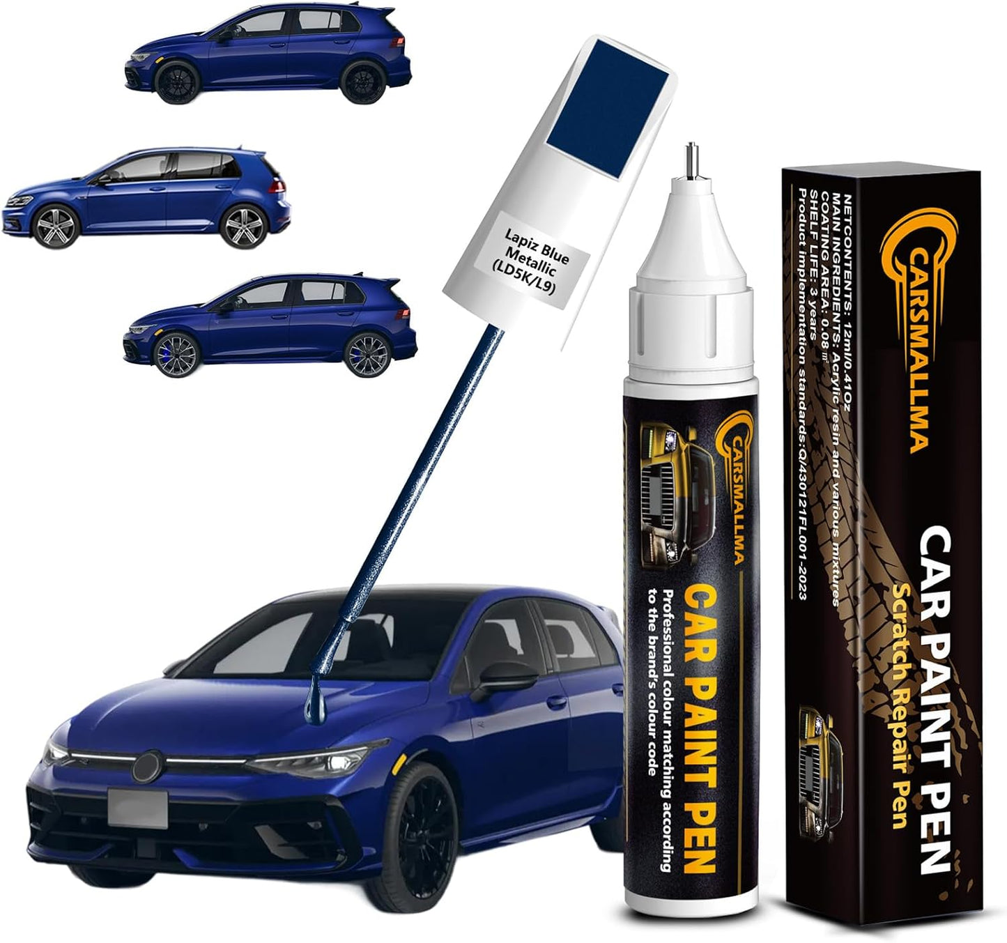 LD5K/L9 Lapiz Blue Metallic Car Touch Up Paint for Volkswagen, Color Accurate Car Paint Scratch Repair Pen Kit Quick & Easy Fix Vehicle Chips and Automotive Nicks Scuff