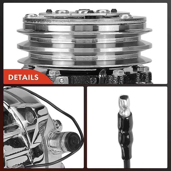 A-Premium Fit for Sanden 508 2PK Style, Universal A/C Compressor with Clutch, 2 Groove V-Belt, Chrome Plated Aluminum Housing