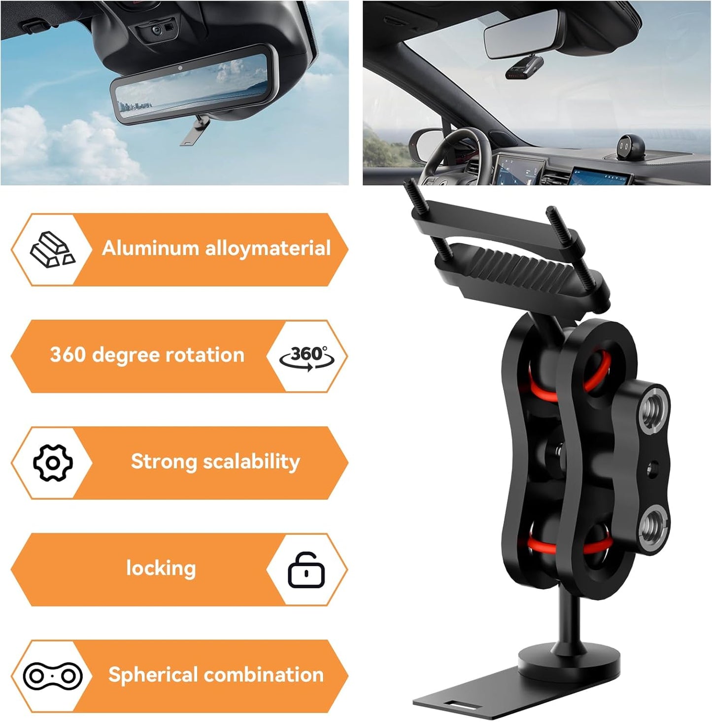 Radar Detector Mount, Aluminum Rearview Mirror Rod Radar Bracket, Suitable for Uniden Radar Model