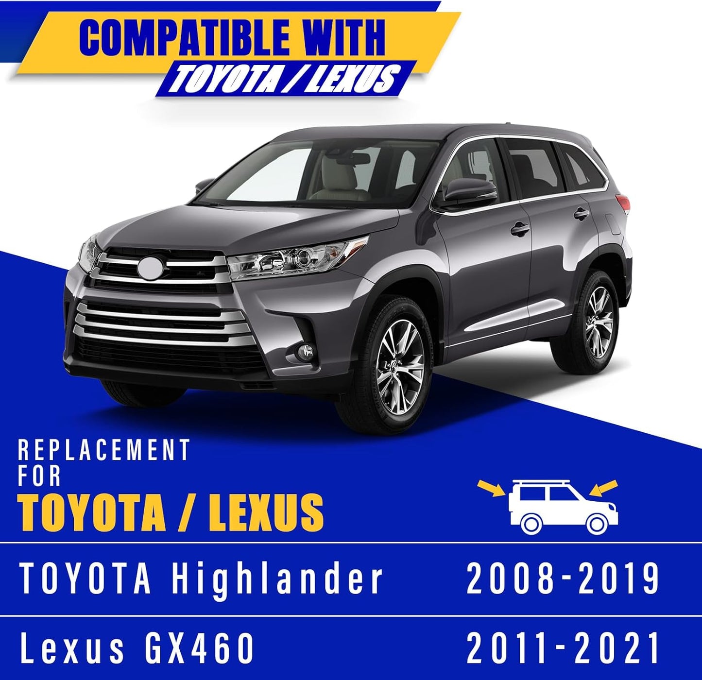 3 wipers Replacement for 2008-2019 Toyota Highlander/2011-2021 Lexus GX460, Windshield Wiper Blades Original Equipment Replacement - 26"/20"/12" (Set of 3) U/J HOOK