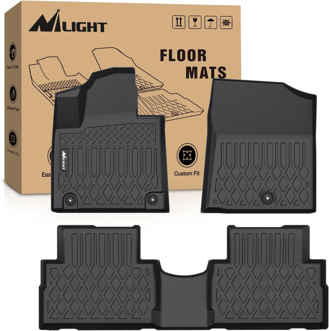 Nilight TPE Floor Mats for 2021 2022 2023 Hyundai Santa Fe 5 Seat (Non-Hybrid),All Weather Custom Fit Heavy Duty Floor Liners