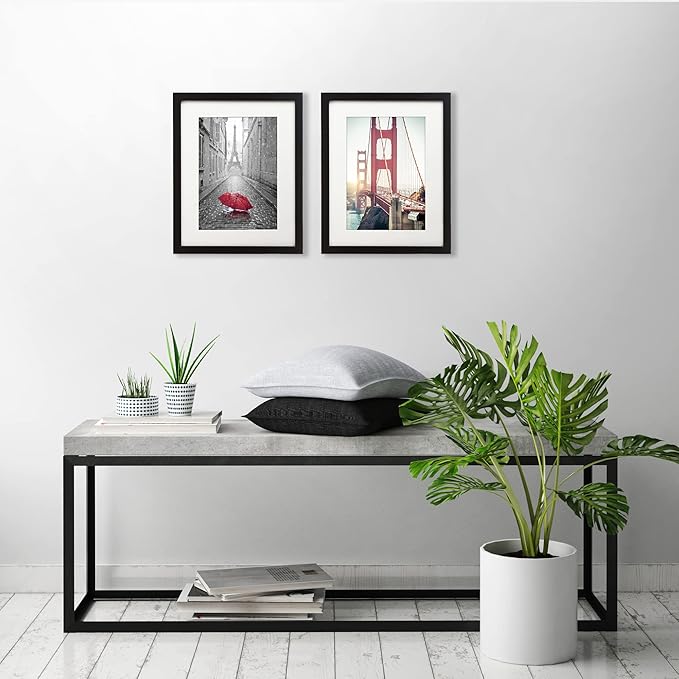 Americanflat 11x13 Picture Frame with Shatter-Resistant Glass - Set of 2 - Use as 8x10 Frame with Mat or Display 11x13 Photo Without Mat - Signature Collection - Picture Frames for Wall - Black