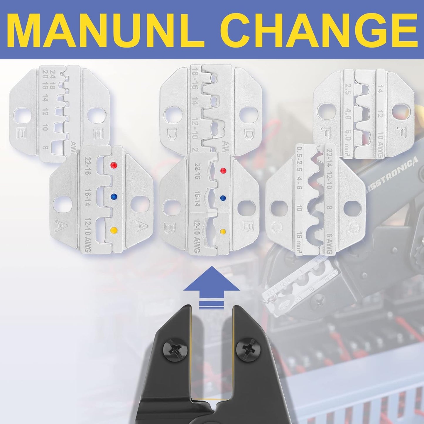 haisstronica 8PCS Crimping Tool Set - Ratchet Wire Crimping Tool for Heat Shrink,Insulated Nylon,Non-Insulated,Ferrule Wire End,Open Barrel Terminals,Solar Connectors