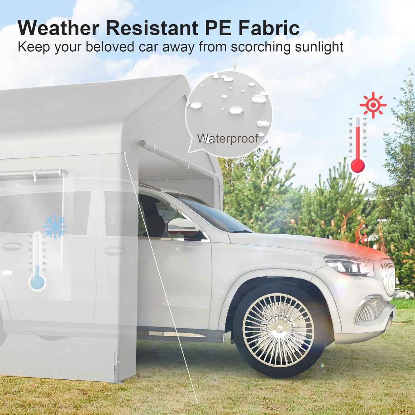 Carport 10x20 Ft, 120 LBS Heavy Duty Car Canopy, Portable Garage with Roll-up Windows and Removable Sidewalls, Car Port for Tractor, Truck, Boat