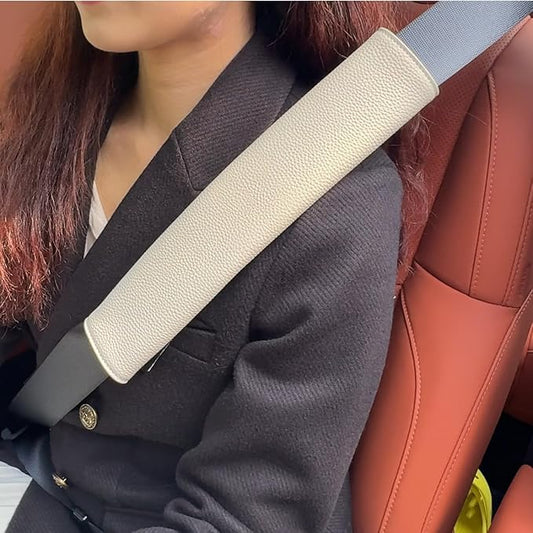 Car Seat Belt Covers for Adults Soft Leather Seatbelt Shoulder Pad Neck Cushion Protector Comfortable Driving Car Accessories Truck SUV Airplane Backpack (SC01Grey-9in-1Pack)