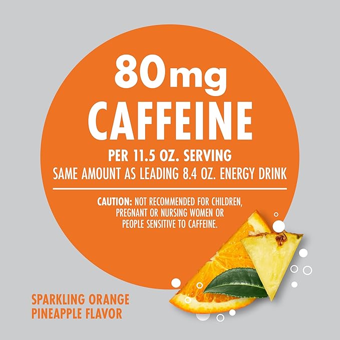 V8 +Energy Sparkling Orange Pineapple Juice Energy Drink, 11.5 fl oz Can (24 Pack)