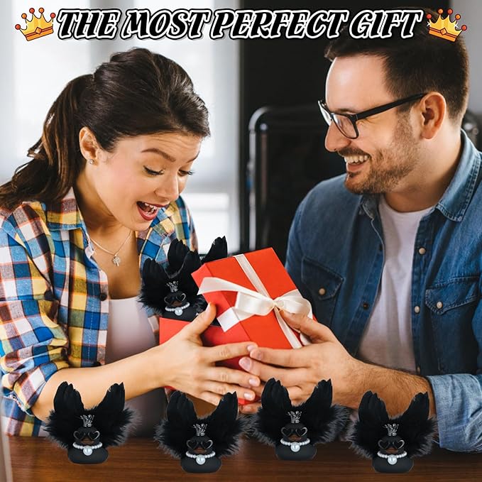 BOZILY Cool Car Rubber Duck, Car Dashboard Decoration, with Crown, Sunglasses, Black Feather Wings & Necklace, Home Ornament, Car Owner