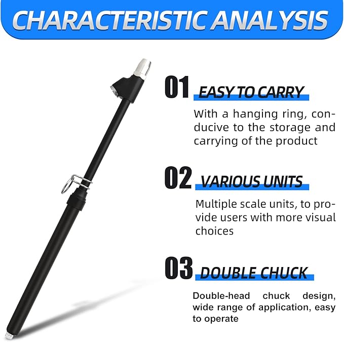 MEANLIN MEASURE Black Double Straight Type Tire Pressure Gauge，Dual Head Air Pressure Gauge 5Pcs，Pressure Range 10-150 Psi(Suitable for Trucks, etc.