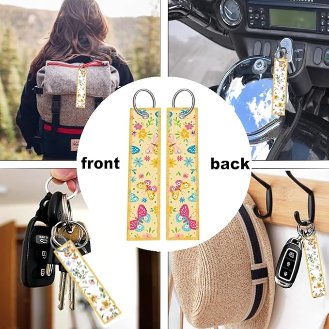 2pcs floral Colorful Butterfly License Plate Frame for Women,Inspirational Butterfly flower car Decorative tag Frames Girly,Colorful Butterflies floral License Plate Cover Holder with car Keychain tag