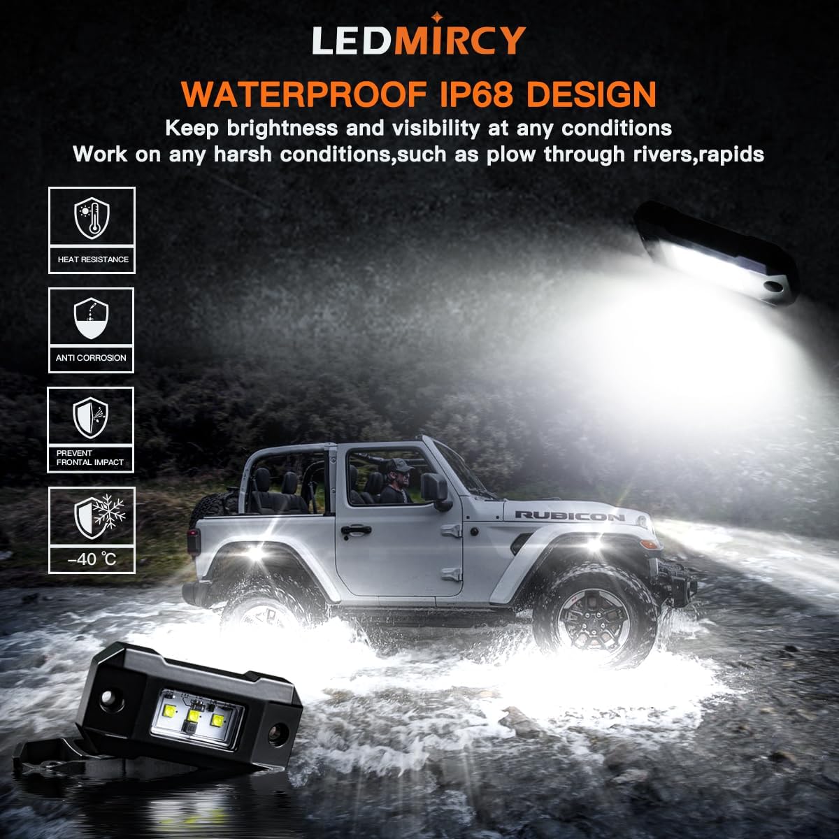 R4 Pure White LED Rock Lights Kit with Roker Switch Wire Harness 12PCS Rock Lights White for Offroad Trucks ATV UTV SUV Underglow Light Trail Rig Light Under Body High Power Waterproof