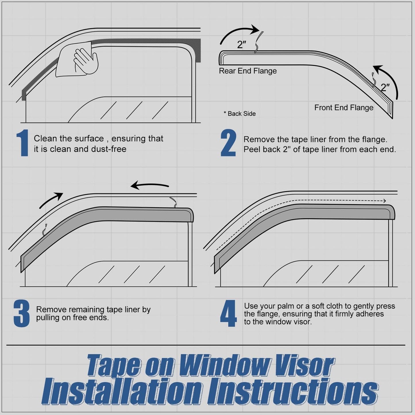 Auto Dynasty 2Pcs Carbon Fiber Pattern Window Visors Compatible with 2006-2011 Honda Civic Coupe, Tape-On Front Window Deflectors Rain Guards Sun Wind Air Side Vent Shade, Glossy Black
