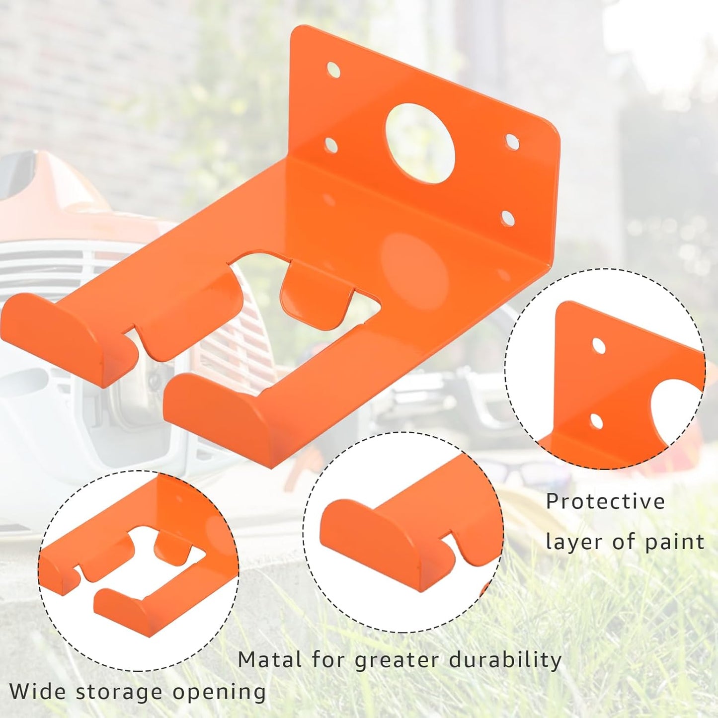 Weed Eater Rack & Chainsaw Holder - Heavy Duty Garage Organizer Wall Mount for Grass Trimmer,Hedge Trimmer, Backpack Blower, Garden Tools, 2 Pack