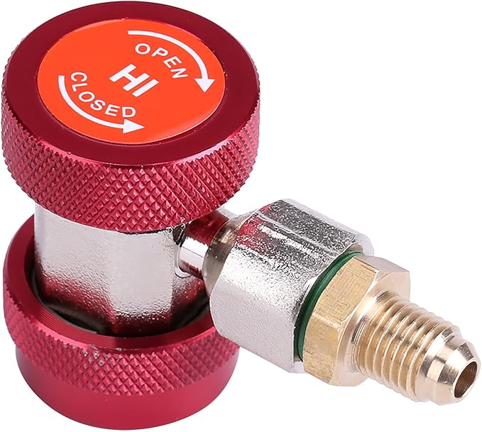 R134 A C Quick Connector Air Conditioning Coupler Adapter with Extractor Valve Core (red high voltage)