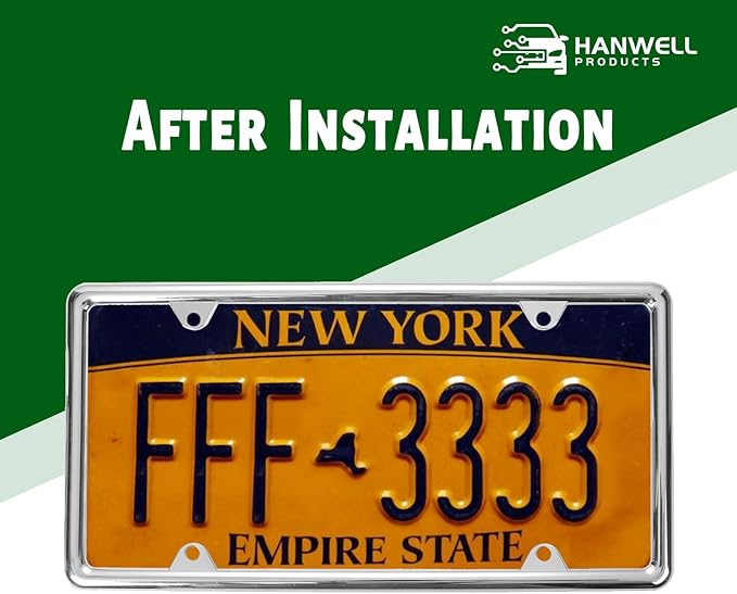 Chrome License Plate Frame Made of Zinc Alloy Metal, Universal Car Accessories,1 Pack License Plate Holder Never Rust and Unbreakable with Metal Screws, Chrome Caps and Screwdriver