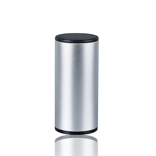 Car Trash Can with Lid, Leakproof Mini Car Garbage Can, Aluminum Alloy Car Trash Bin, Car Accessories (Sliver)