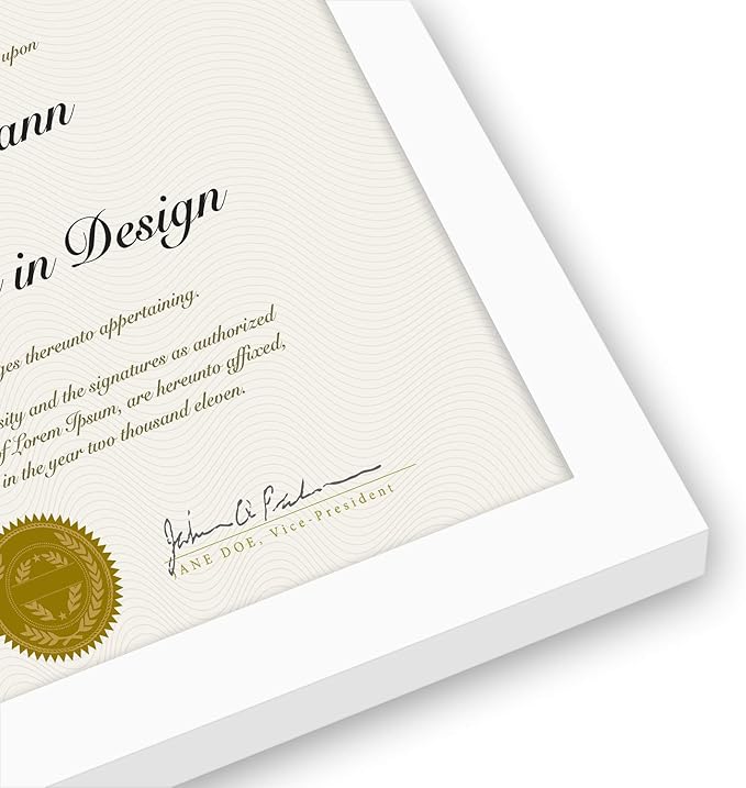 Americanflat 8.5x11 Diploma Frame in White with Shatter Resistant Glass - Horizontal and Vertical Formats for Wall and Tabletop