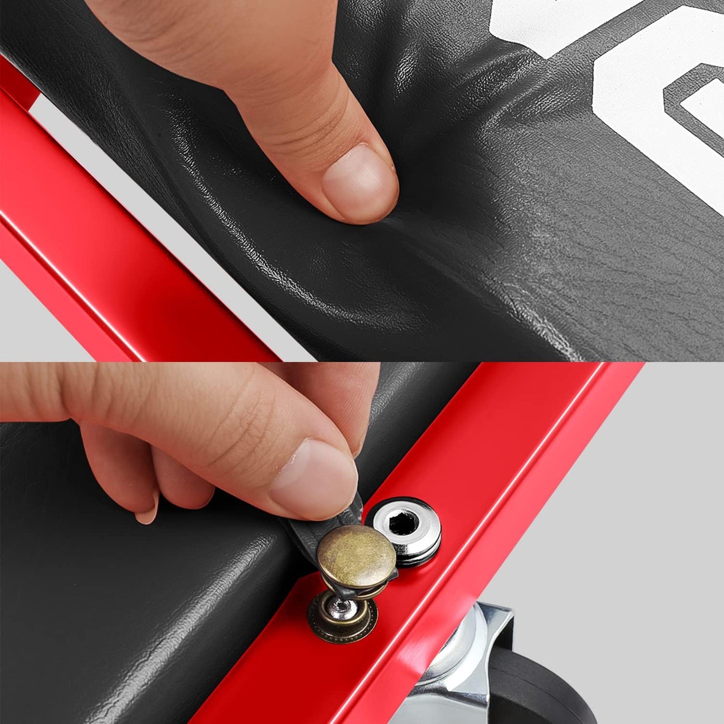 DNA MOTORING TOOLS-00193 48" 2 IN 1 Folding Rolling Garage Shop Creeper Roller Seat, 7 Pcs 2" Casters, 350 Lbs Weight Capacity, Gray