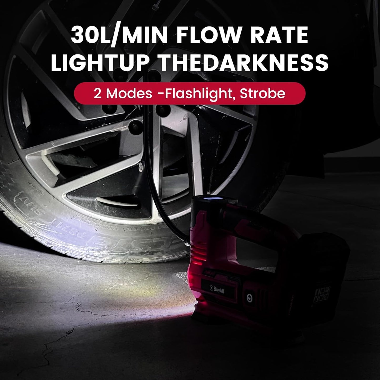 Tire Inflator Portable Air Compressor, 20V Cordless Car Tire Pump w/Rechargeable Li-ion Battery, 12V Car Power Adapter, Digital Pressure Gauge, 150PSI Tire Compressor for Many Inflatables