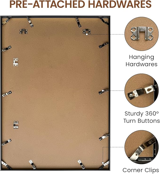 Heimlove 19x27 Metal Picture Frame,Black Aluminum Wall Gallery Poster Puzzles Artwork frames-Real Tempered Glass,Mounting Horizontally or Vertically Decor for Wall-1Pack
